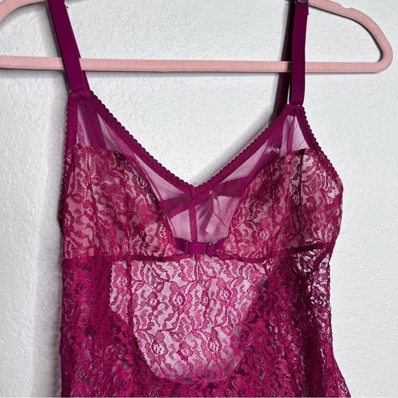 Victoria Secret Slip Women Large Lace Nightie Burgundy Dress Sheer Chemise B13 - Picture 2 of 7